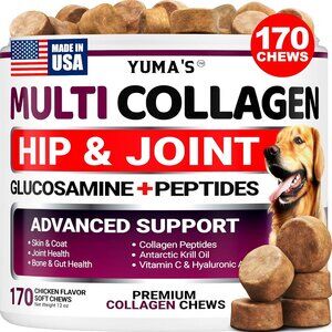 Advanced Collagen for Dogs Hip and Joint Supplement - Skin & Coat Health 170 Ct